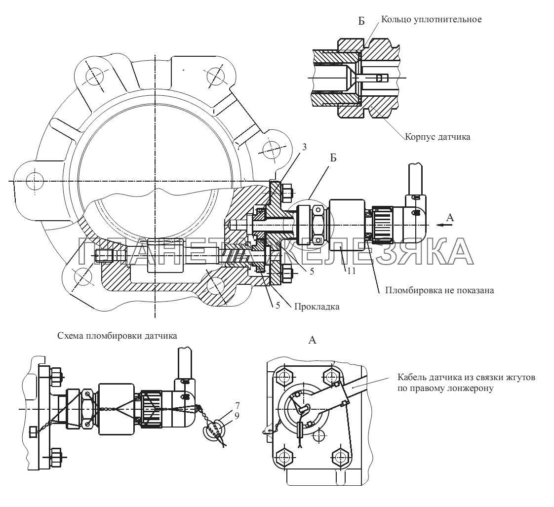 Установка датчика спидометра 642208-3800006-010 МАЗ-555102, 5551А2